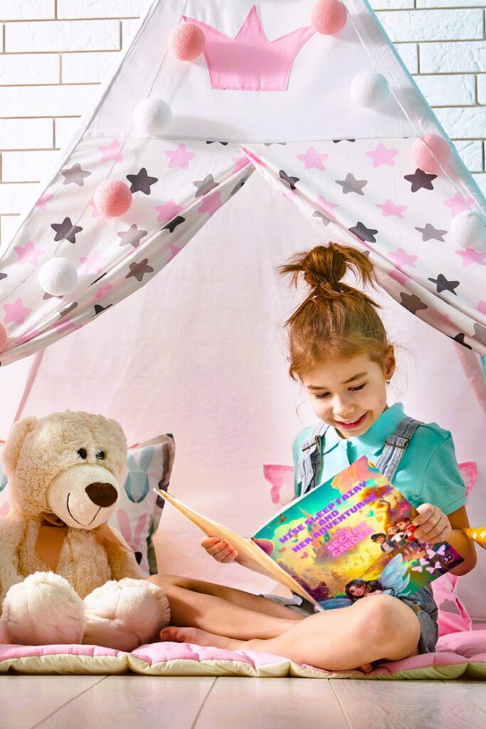 Mindfulness for Kids, a girl reading under a tent, wise sleep fairy