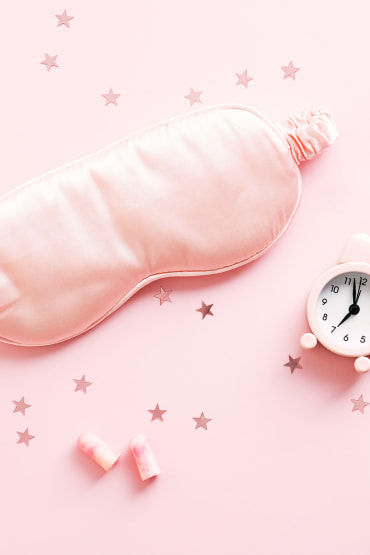 Sleep and Dark Circles, sleep mask, alarm clock and ear plug picture